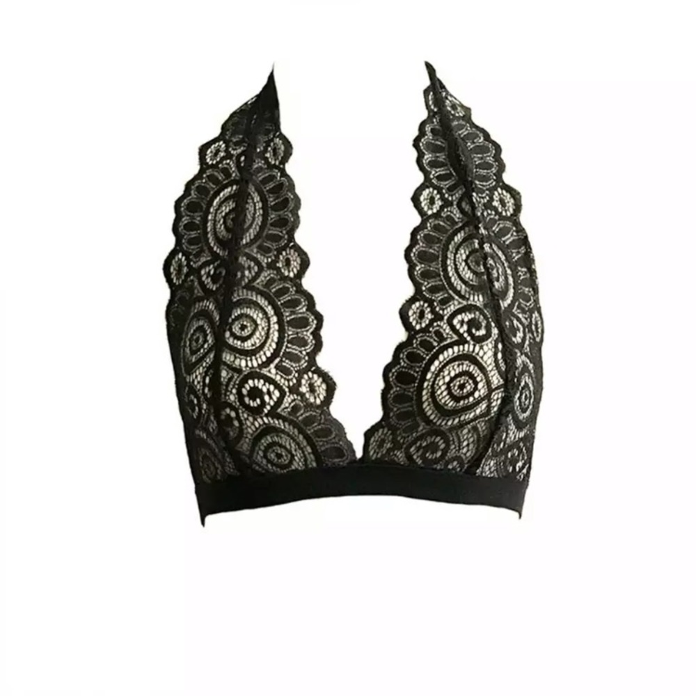 New! Black Lace Halter Bralette - Picture 2 of 8